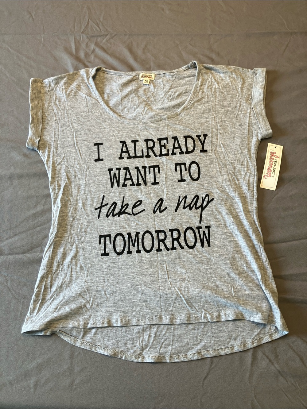 NWT - Ten Sixty Sherman Light Gray Graphic Tee with Black Text size XS